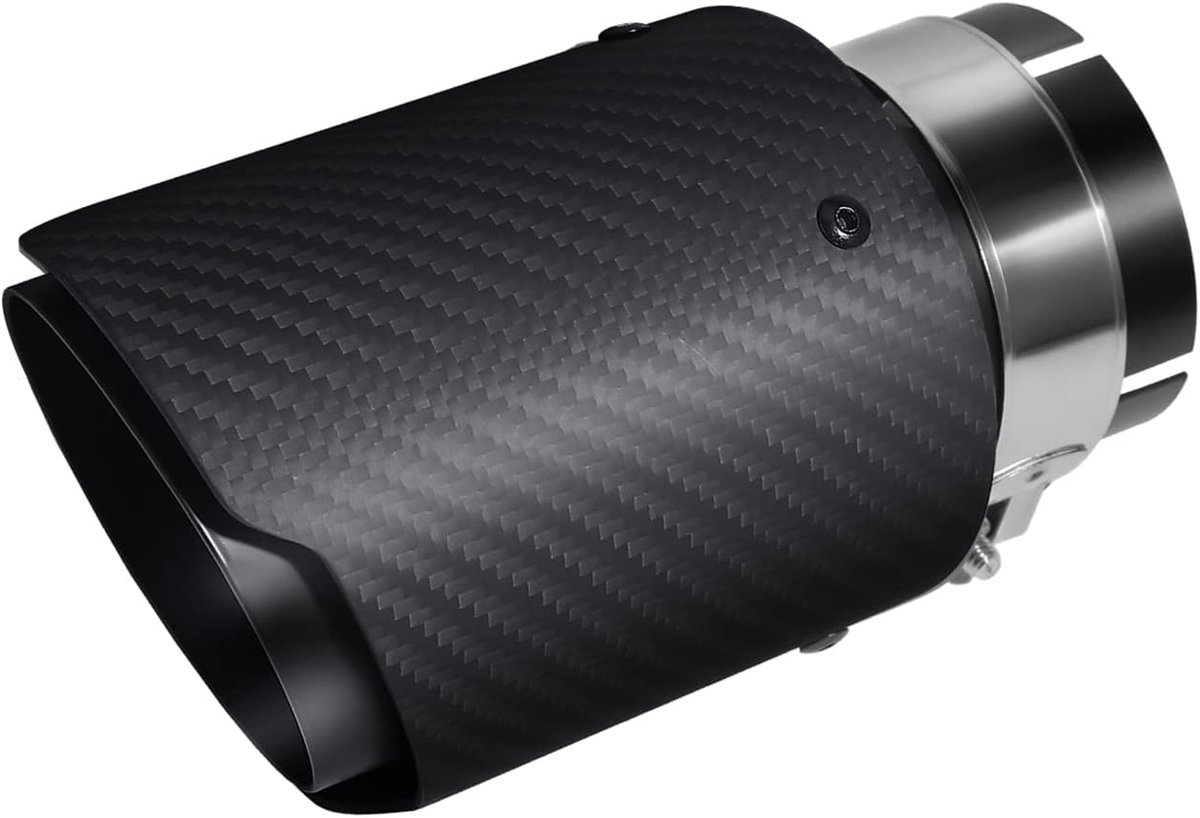 2.5 "Inlaat 63Mm Uitlaat Tips Roestvrij Staal En Glanzende Carbon Fiber Auto-Uitlaat Tip, 3.5 "Outlet (Matt All Black) | Uitlaatpijp, inlaat 6,35 cm, uitlaat 8,9 cm (mat volledig zwart)