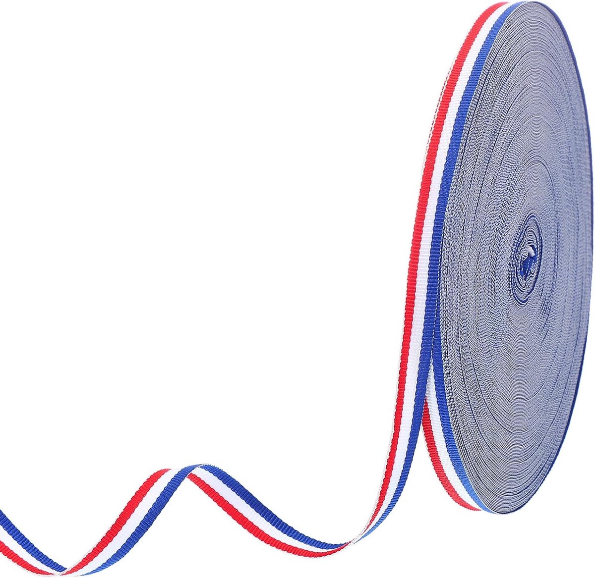 3/8 "Rood Wit Blauw Gestreept Grosgrain Lint, 55 Yard Polyester Stof Streep Craft Lint Dubbelzijdig Ontwerp Voor Boog Geschenkverpakking DIY Maken Kledingstuk Kerstversiering