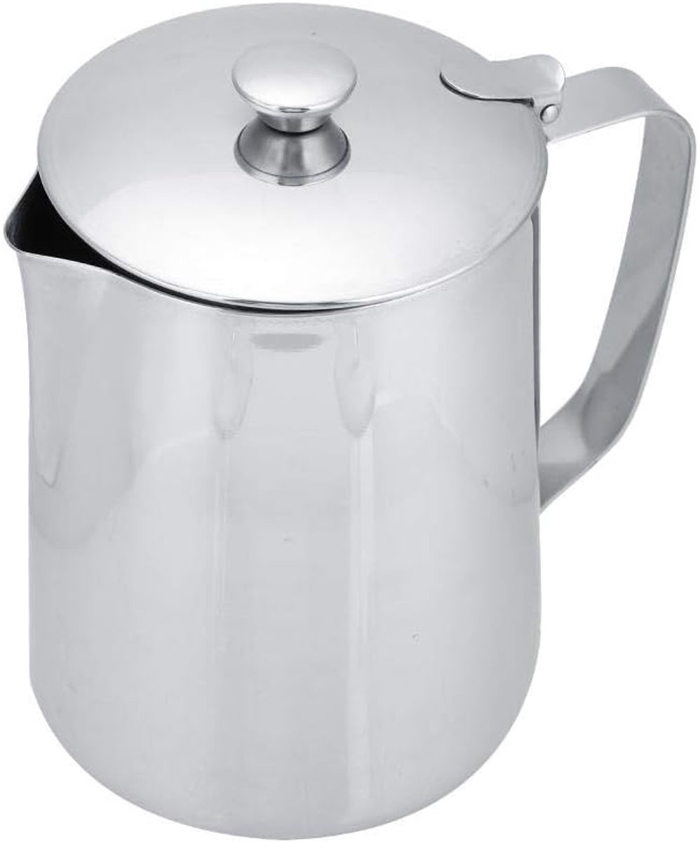 RVS koffiemok Melk Mok met Deksel voor Latte Koffie Kunst voor Office Keuken Zilver 6