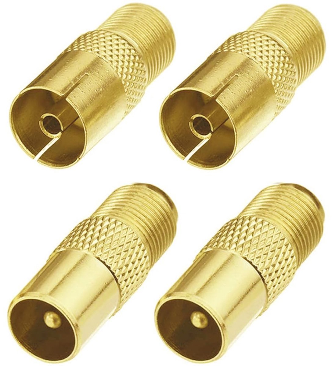 4-Delige F-Type TV Antenne Coaxiale Koppeling, Schroefconnectoraansluiting Naar RF Coax Antenneadapter (Vrouwelijk/Mannelijk)