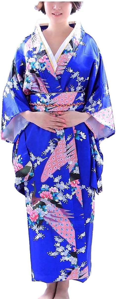 Kimono voor dames, Japanse jurk, fotografie, cosplay, kostuum, 5 kleuren, donkerblauw, onesize grote maten