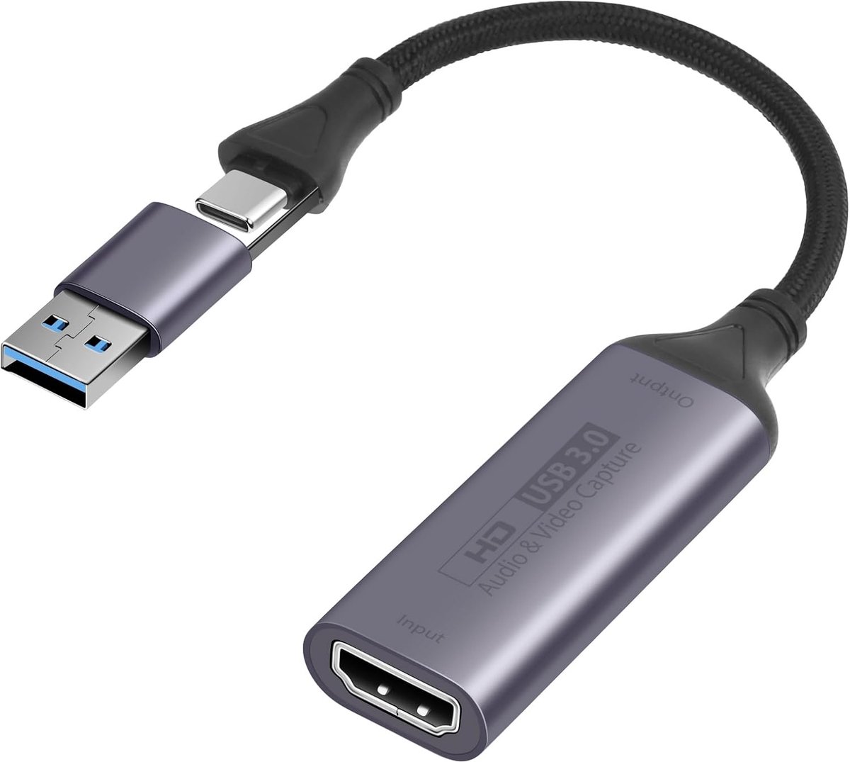 Video Capture Card, HDMI naar USB Type C Capture Device, 4K HDMI naar USB3.0 1080P HD Video Record, Compatibel met Switch PS4 PS5 Xbox TV Stick DSLR Camera iPad Pro Mac PC Laptop Telefoon