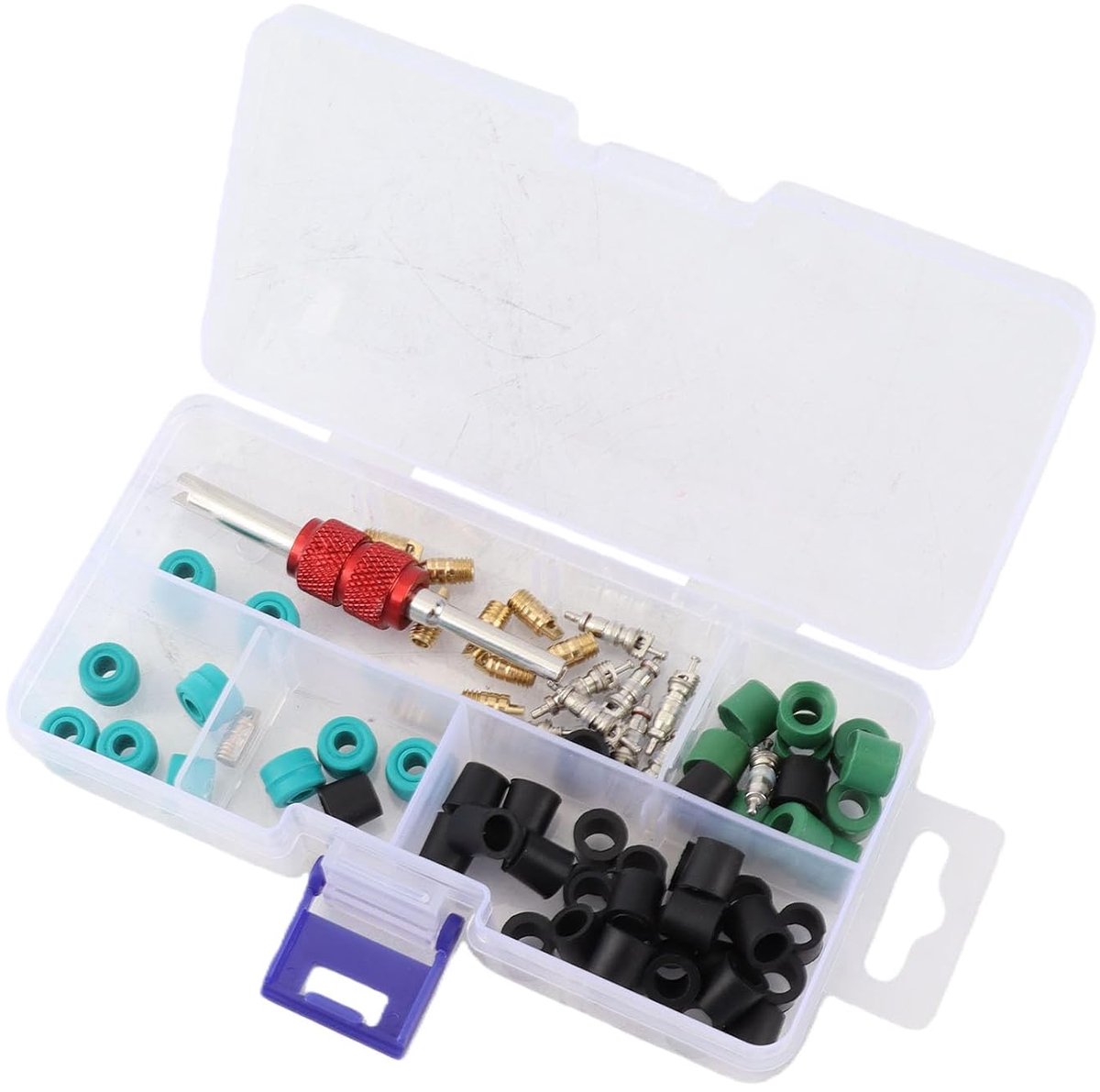 71 Stks Airconditioning Reparatie Hvac Slang Pakking, Ac Ventiel Kern Kit Ac Ventiel Kit Manifold Slangen Kit Universele Airconditioning Ac Oplaadslang Adapter Assortiment van