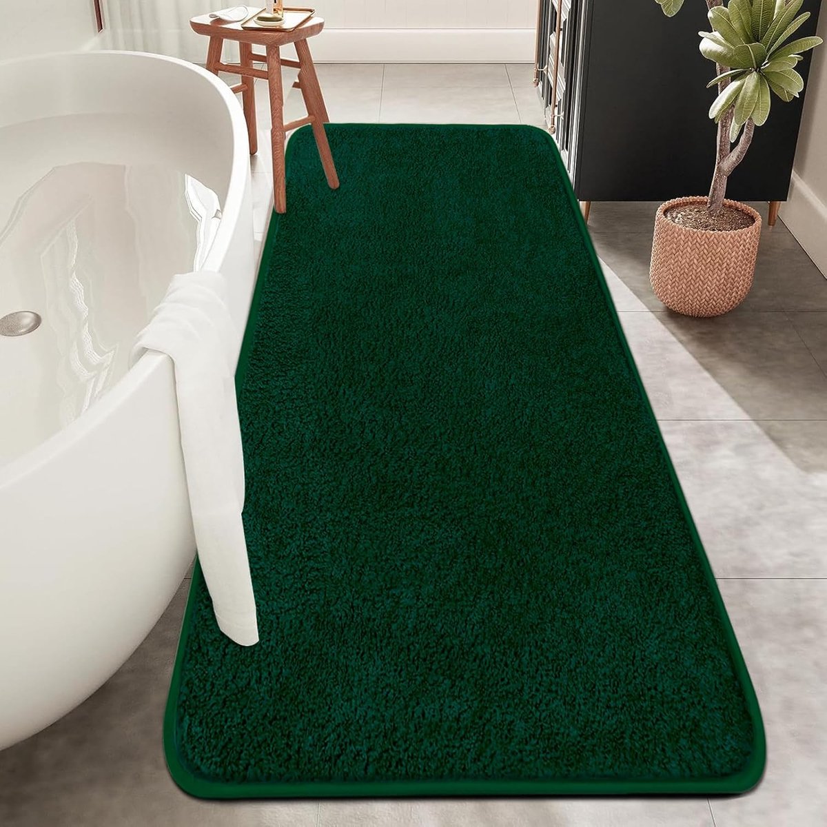 Badmatten voor badkamer, ultrazachte absorberende badkamertapijten, antislip, anti-schimmel, badkamermat, machinewasbaar (groen, 50 x 120 cm)
