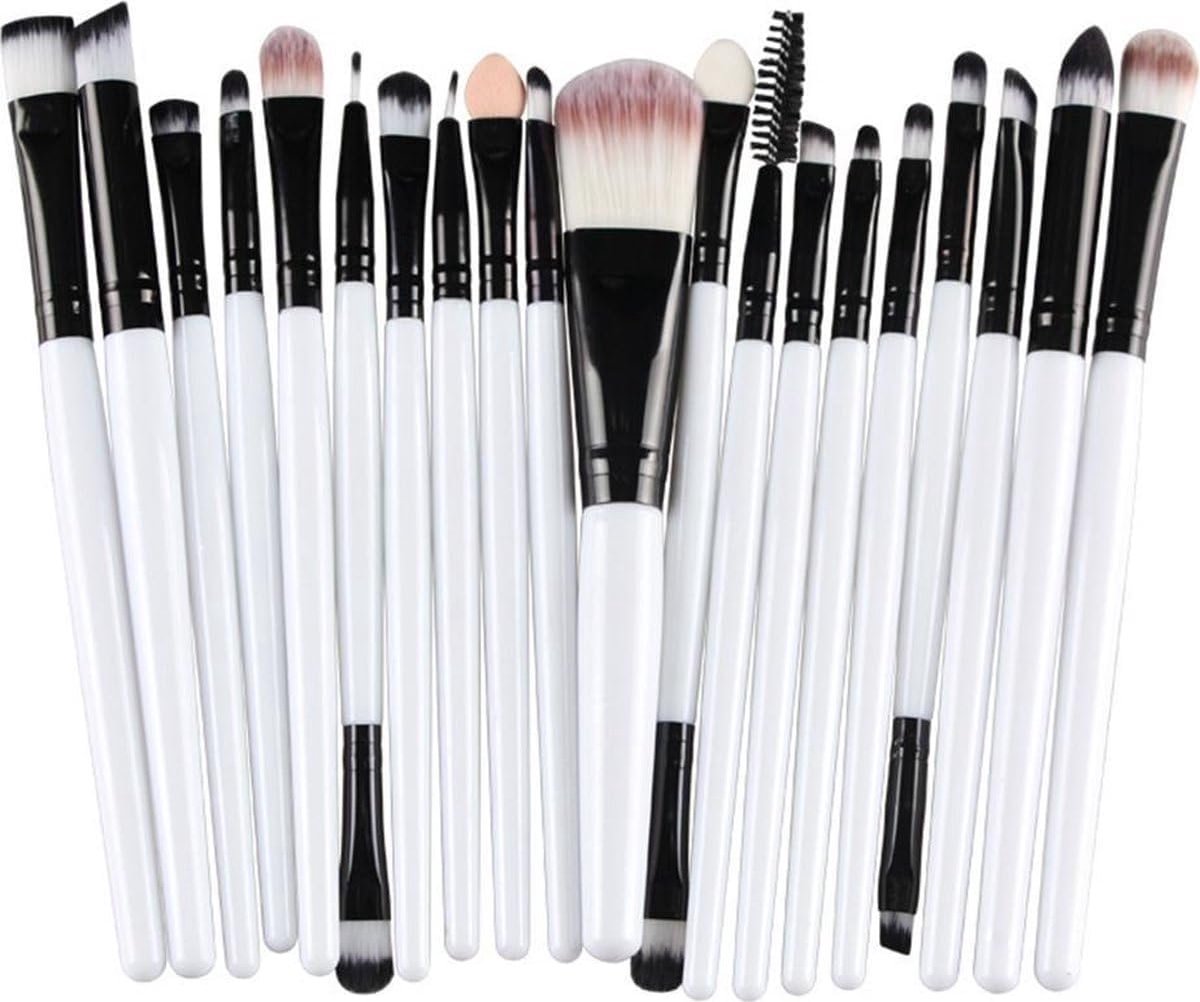 20Stuks Make-Up Kwasten Set Zwart Wit Oogschaduw Foundation Poeder Eyeliner Wimper Lip Make Up Borstel Cosmetische beauty Tool Kit Hot