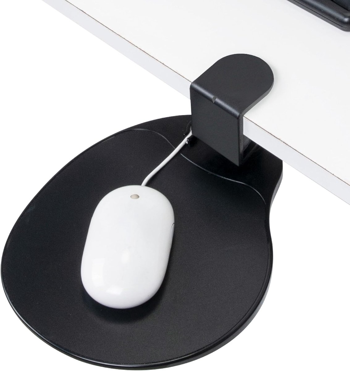 Klem op muisplatform, clip-on pad 360 graden draaibaar, ergonomische muisladebevestiging, muismat, uitschuifbare lade, geschikt voor bureau met een dikte van 3,8 cm, voor organizer voor thuis