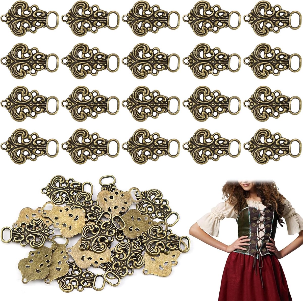 20 stuks lijfje haken voor dirndl lijfje oogjes dirndl gesp gouden dirndl knopen lijfje oogjes voor dirndl lijfje coursage voor naaien 32x20mm