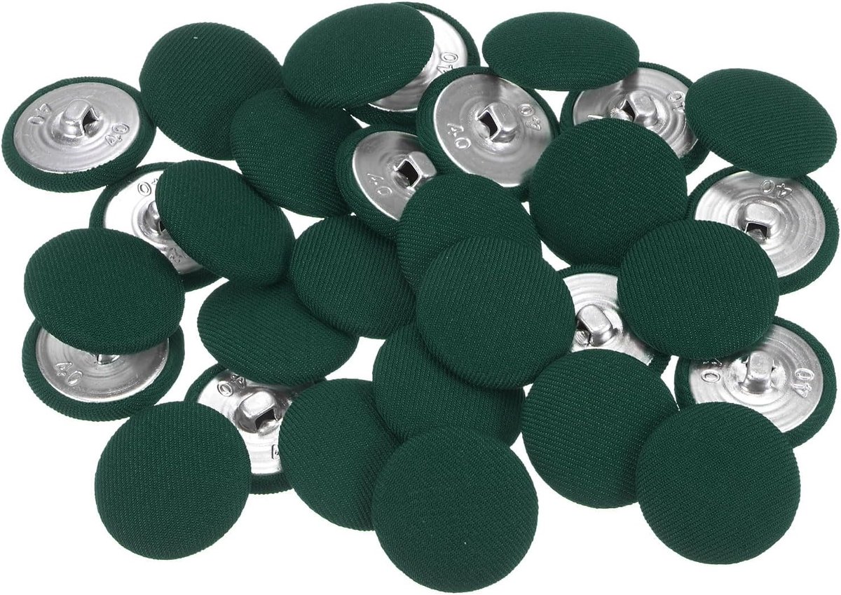 Stoffen stof met knoop, 30 stuks, 40 l, 25 mm, rond, metaal, genaaide schacht, knopen voor kleding, jurk, militaire blouses, groen