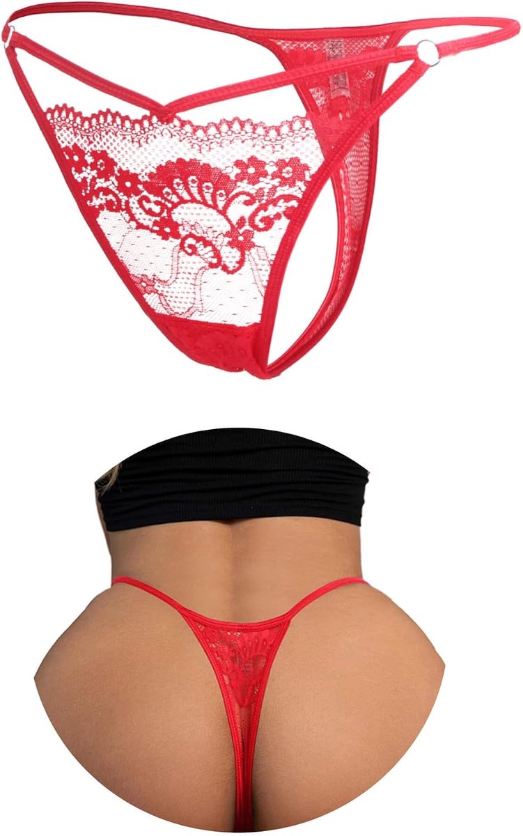 ohyeahlady Oversized G-string kant dames lage taille mini string elastisch T-rug string T back slipje zachte lingerie curvy slip bikini culotte
