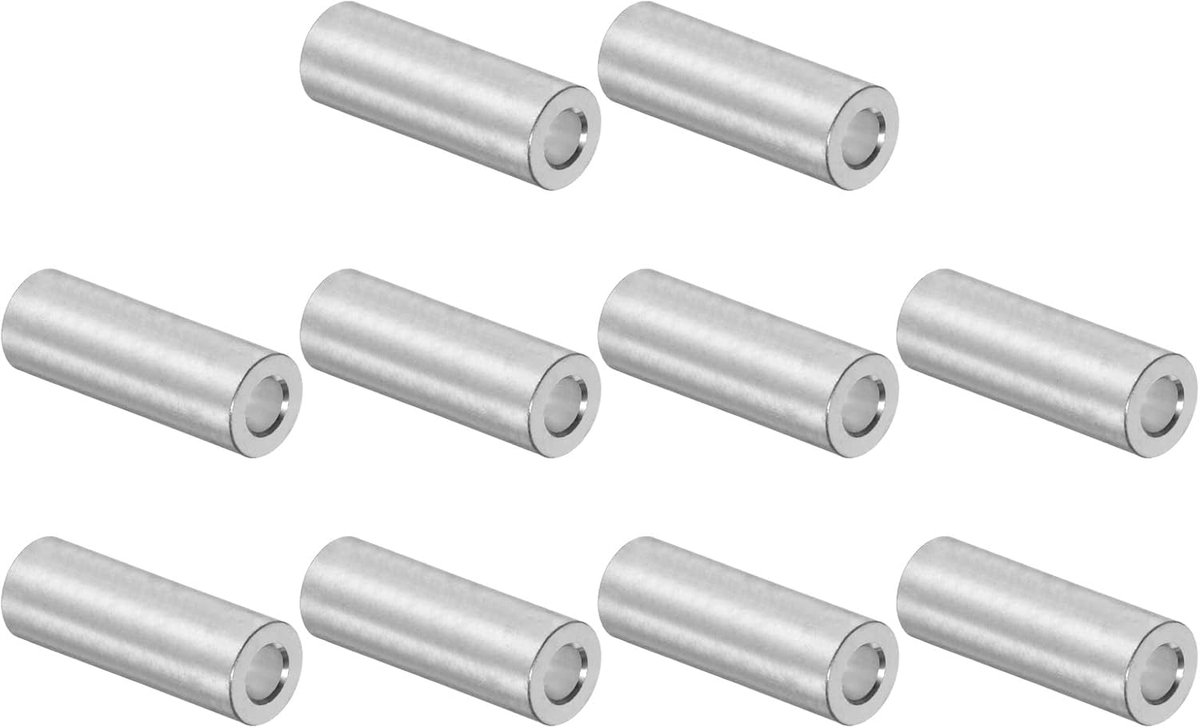 sourcing map 10 stuks afstandshulzen, 5 x 10 x 35 mm (IDxODxL) aluminium afstandhouders, ronde sluitringen voor M5-schroeven, bouten en stangen