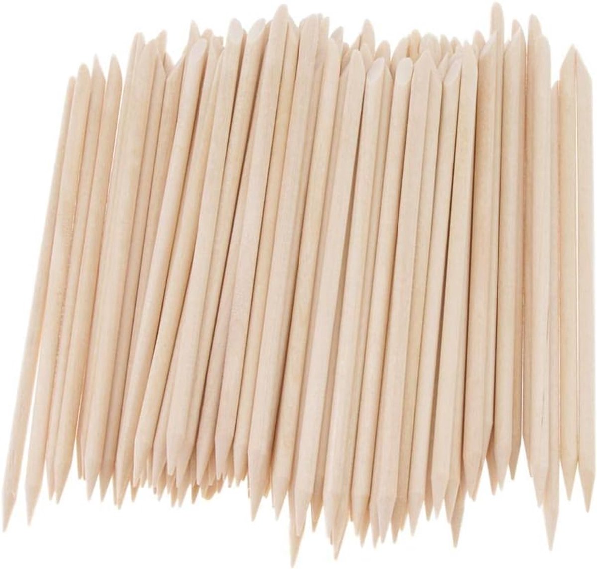zalati Nagelstok 100 stuks nagelriem Double-End Sticks voor Pusher Remover Manicure Art Pedicure Care Tool - 4,33 X 0,15 Inch Houten Oranje