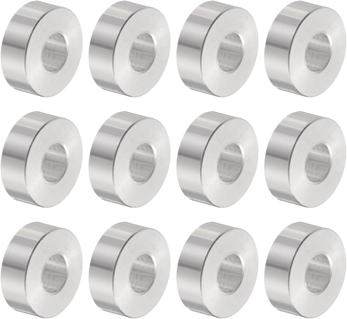 12 stuks aluminium afstandhouders 8,5 mm boring x 20 mm buitendiameter x 8 mm lengte schroefbus blanco afwerking ronde metalen afstandhouders voor M8 schroeven en stangen