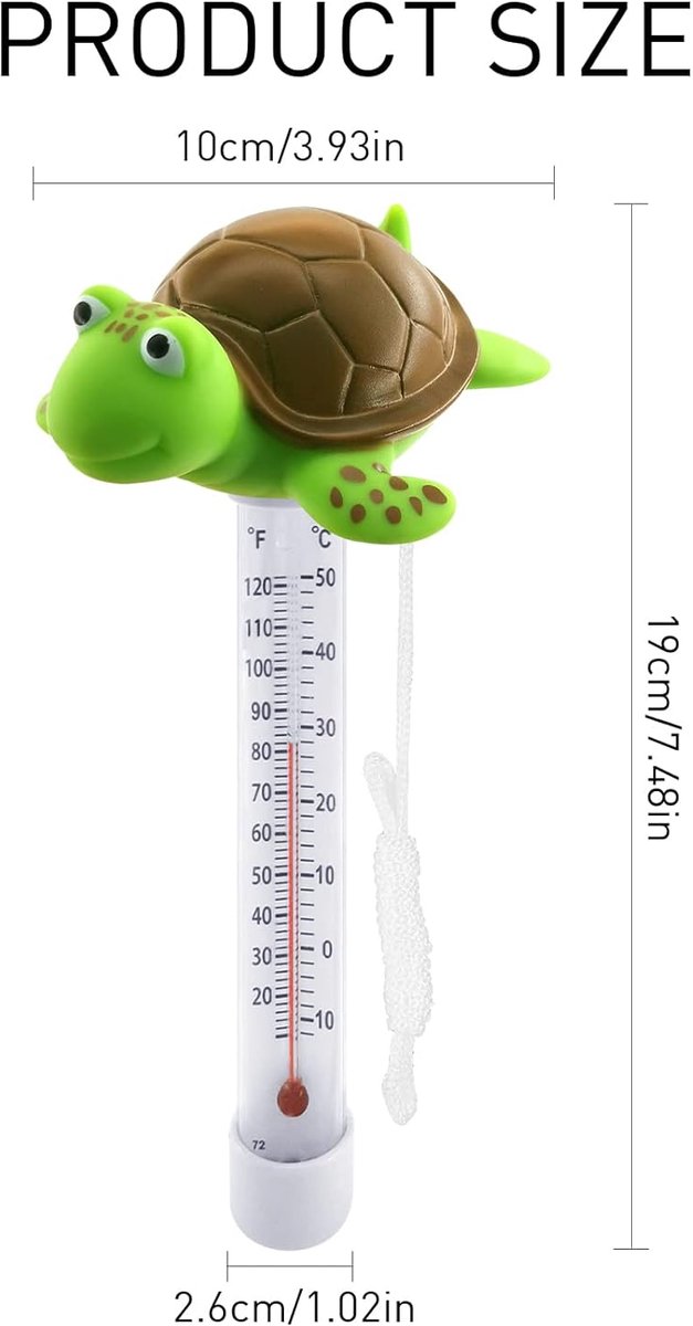 waterthermometer, zwembadthermometer met string, breukvast, waterthermometer, zwembadtemperatuur thermometer, drijvende zwembadthermometer voor aquaria, zwembaden, spa — afbeelding 4