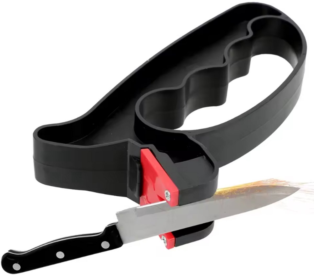 Messenslijper - Slijper voor messen en scharen - Mes scherpen - Knife sharpener - Ergonomisch handvat - Mes weer scherp maken - Kunststof - Zwart - Jonyx