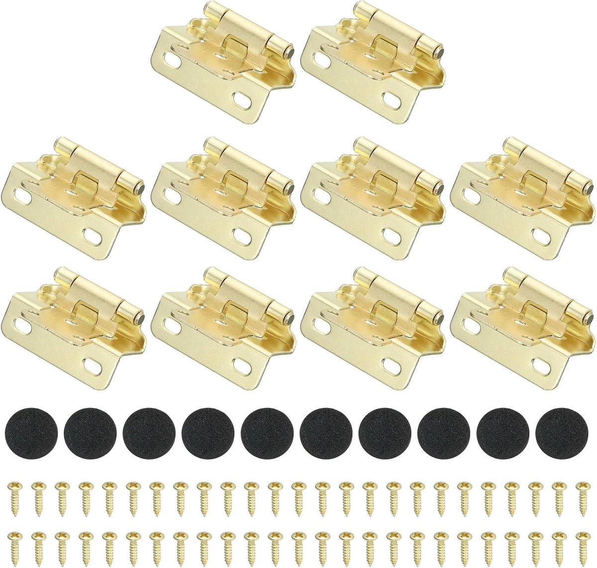 Scharnieren semi-overlay 1/2 inch, 10 stuks semi-verborgen verzonken gezicht mount kast scharnier met schroeven voor keuken badkamer meubels kast deur, goudkleur