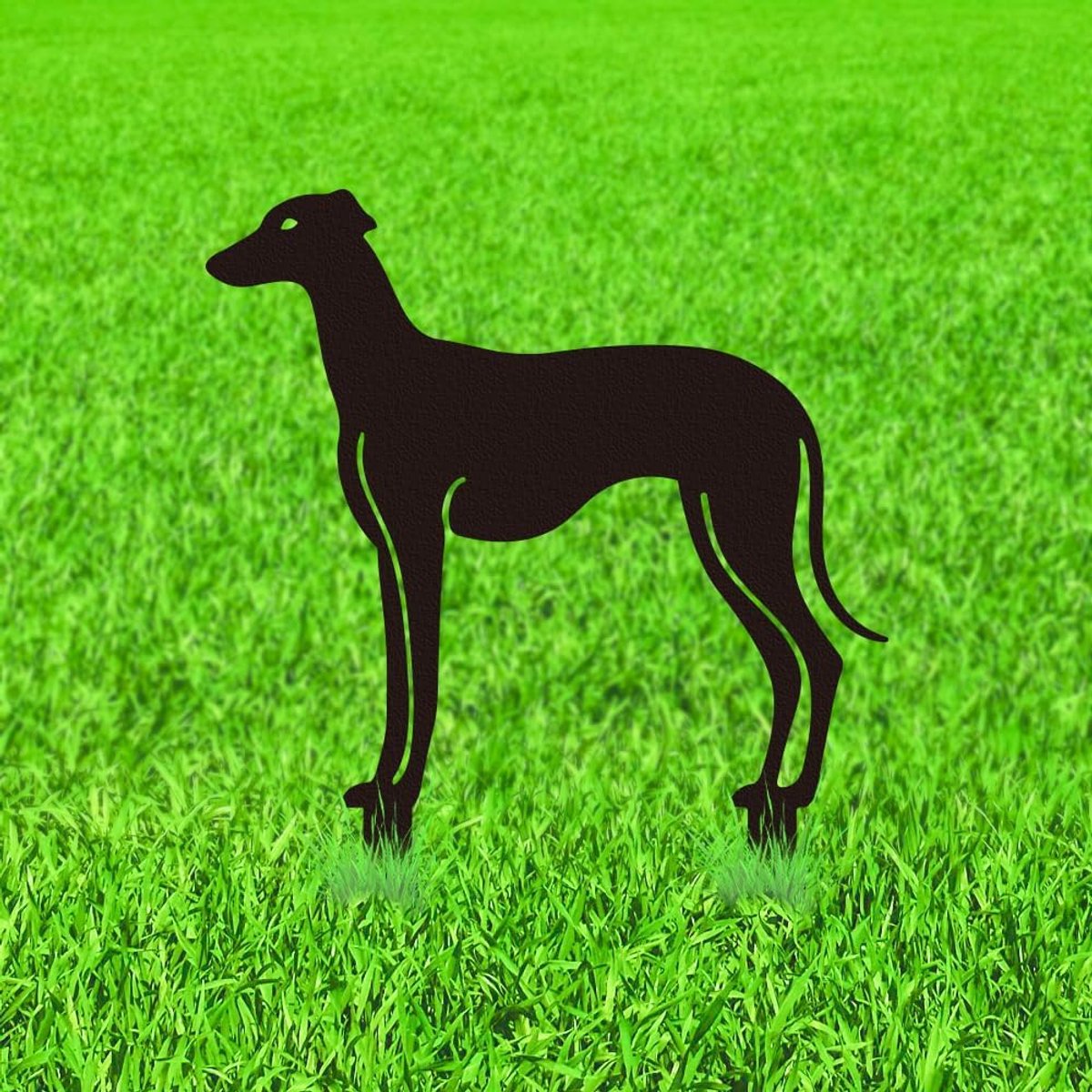 Whippet Hond Decoratieve Metalen Tuinpalen, Metalen Buiten Standbeelden Met Windhond Whippet Tuindecoratie Zwarte Kunst Cadeau voor Paden Patio's