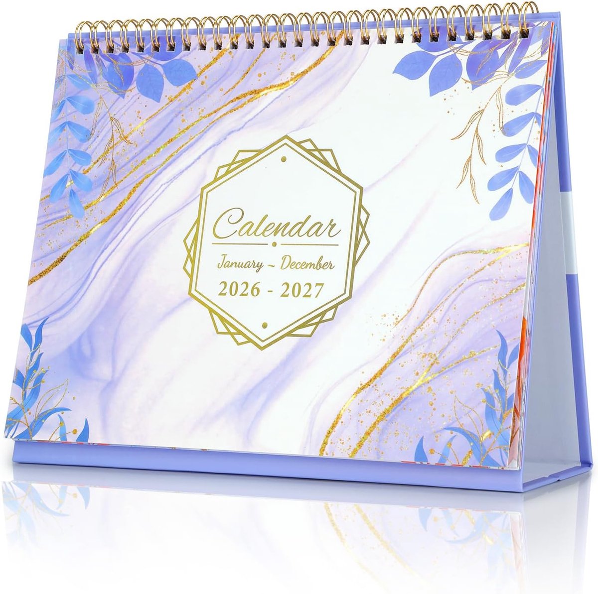 Tafelkalender 2026-2027, kalender 24 maanden, van januari 2026 tot december 2027, met takenlijst, tafelkalender om neer te zetten, 21,1 x 25,3 cm