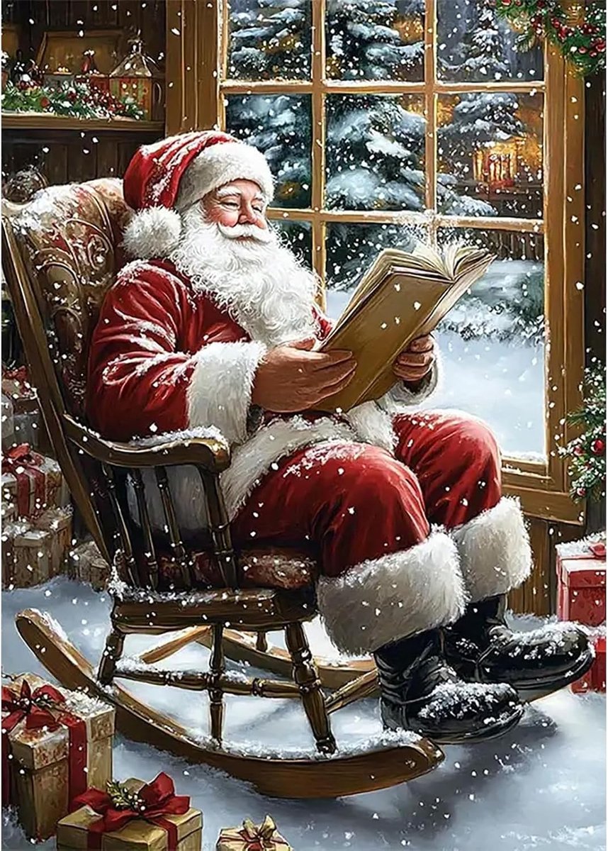 Kerst Diamond Painting Kits voor volwassenen, doe-het-zelf volledige boor diamant kunst kerstman leest wensen kits foto's, volwassenen diamant kunst op canvas voor ontspanning woondecoratie