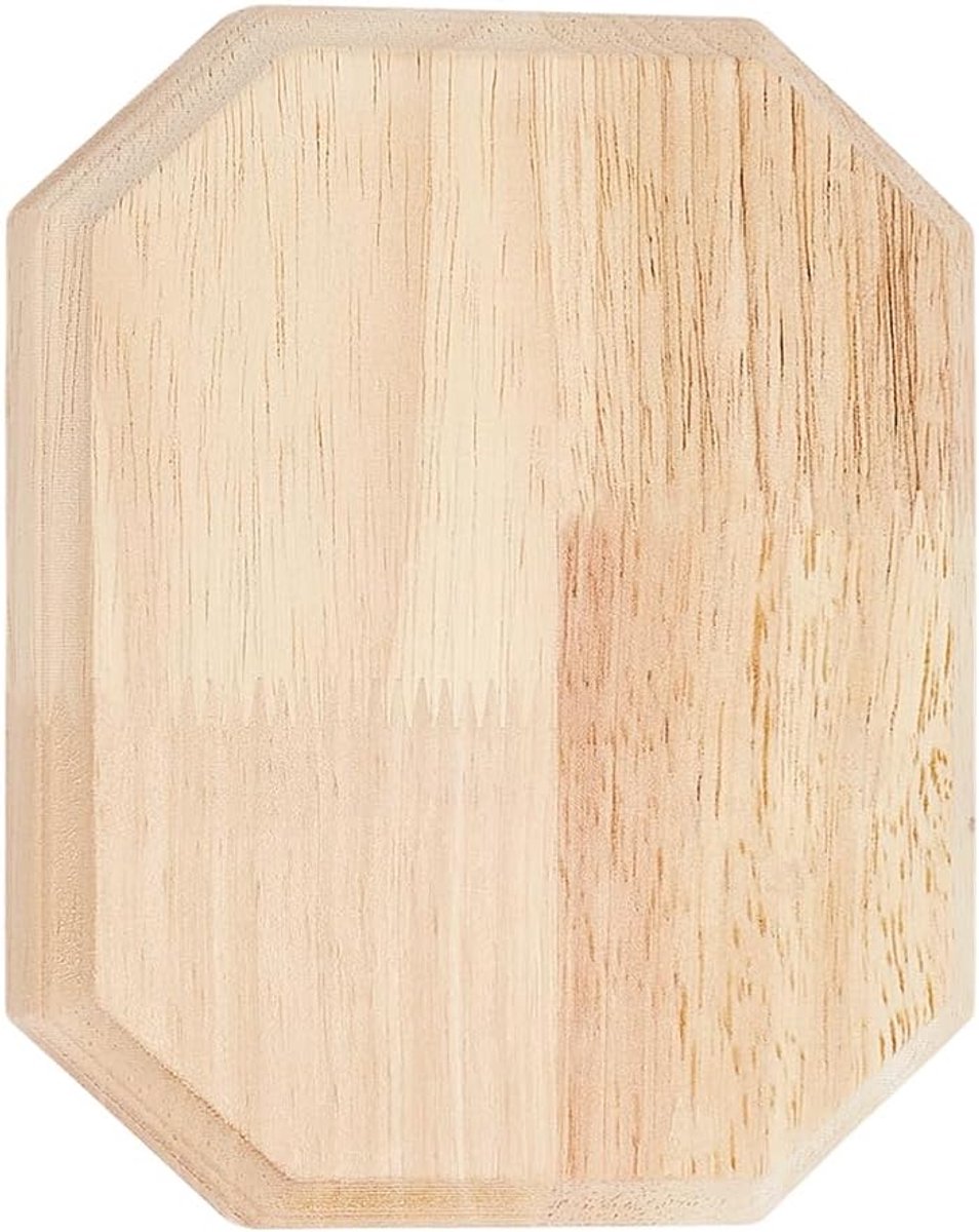 Onafgewerkte houten plaquette 15,5 x 12,7 x 1,7 cm geblancheerde amandelkleur achthoekig houten display sokkels onafgewerkte houten knutselbasis blanco houten plaquette voor