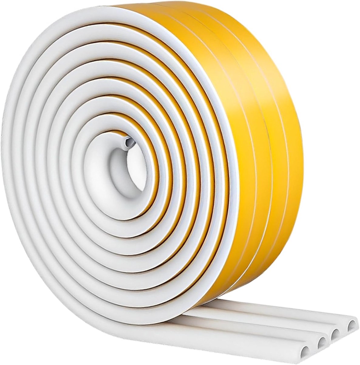 tape voor deur raam zelfklevende schuimtape isolatiestrook weerstrippen type D 9 mm x 6 mm x 5 meter, 4 afdichtingen totaal 20 m wit