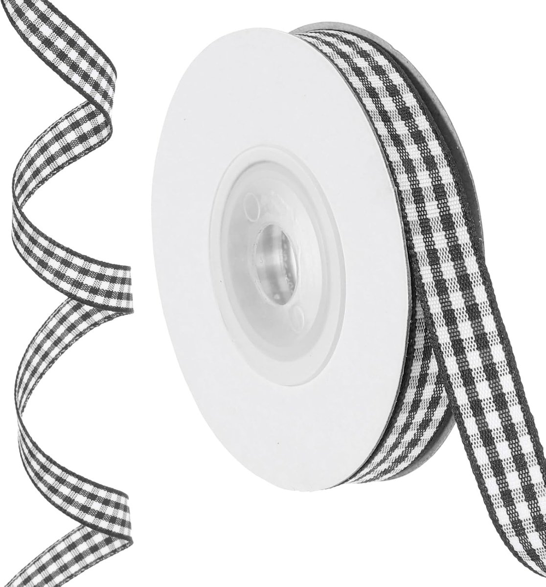 10 meter x 0,4 inch geruit lint, zwart-wit ginghamlint geschenkinpaklint voor Thanksgiving Strik Krans Craft Verjaardag Bruiloft