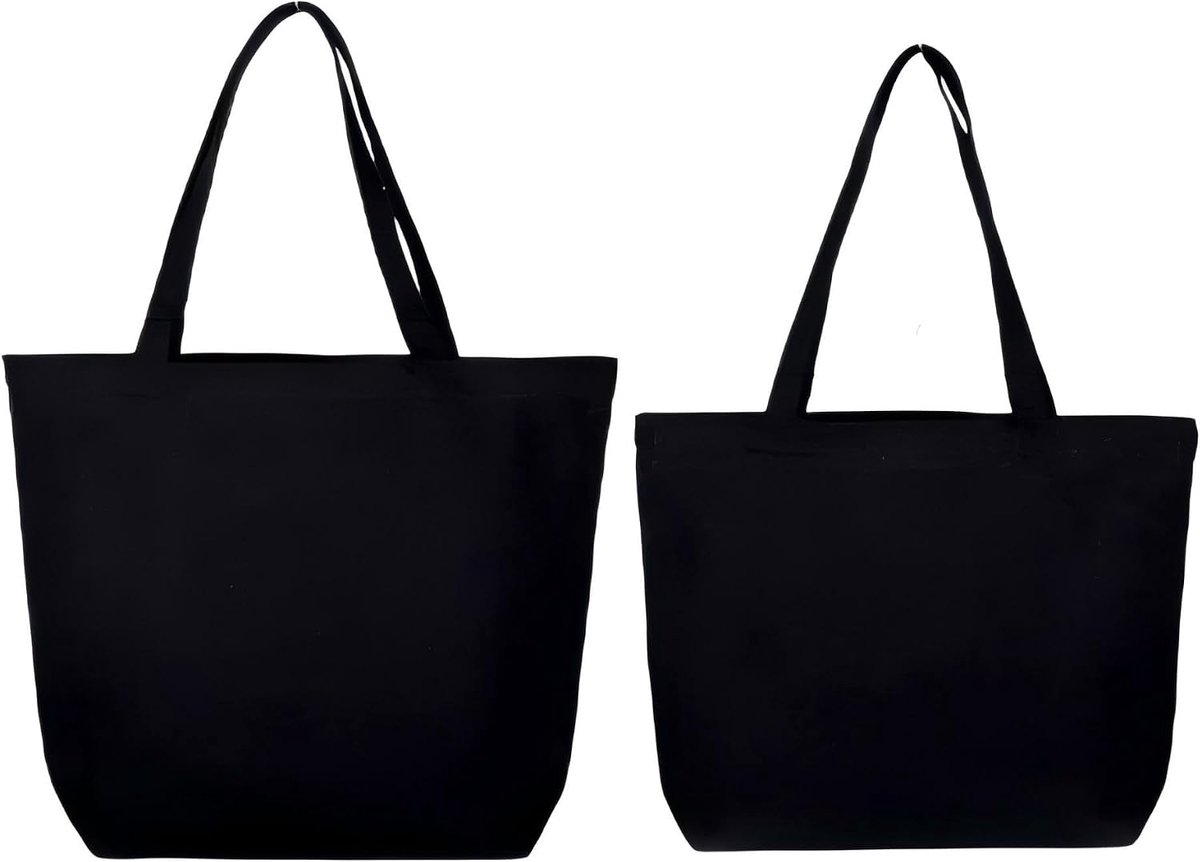 Boodschappentas met ritssluiting, katoenen tas, onbedrukt, boodschappentas, shopper, jute tas, grote draagtas, stoffen tas om te beschilderen, reistas, tote bag