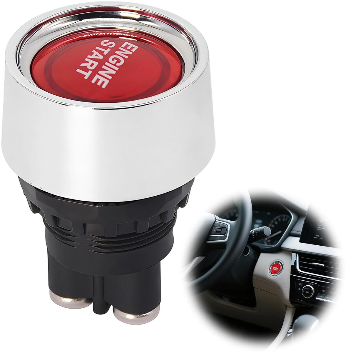 1 x drukknop 12 V, startknop voor de automotor DC 50 A | Contactschakelaar met drukstart, drukknopschakelaar voor auto, vrachtwagen, boot (rood)
