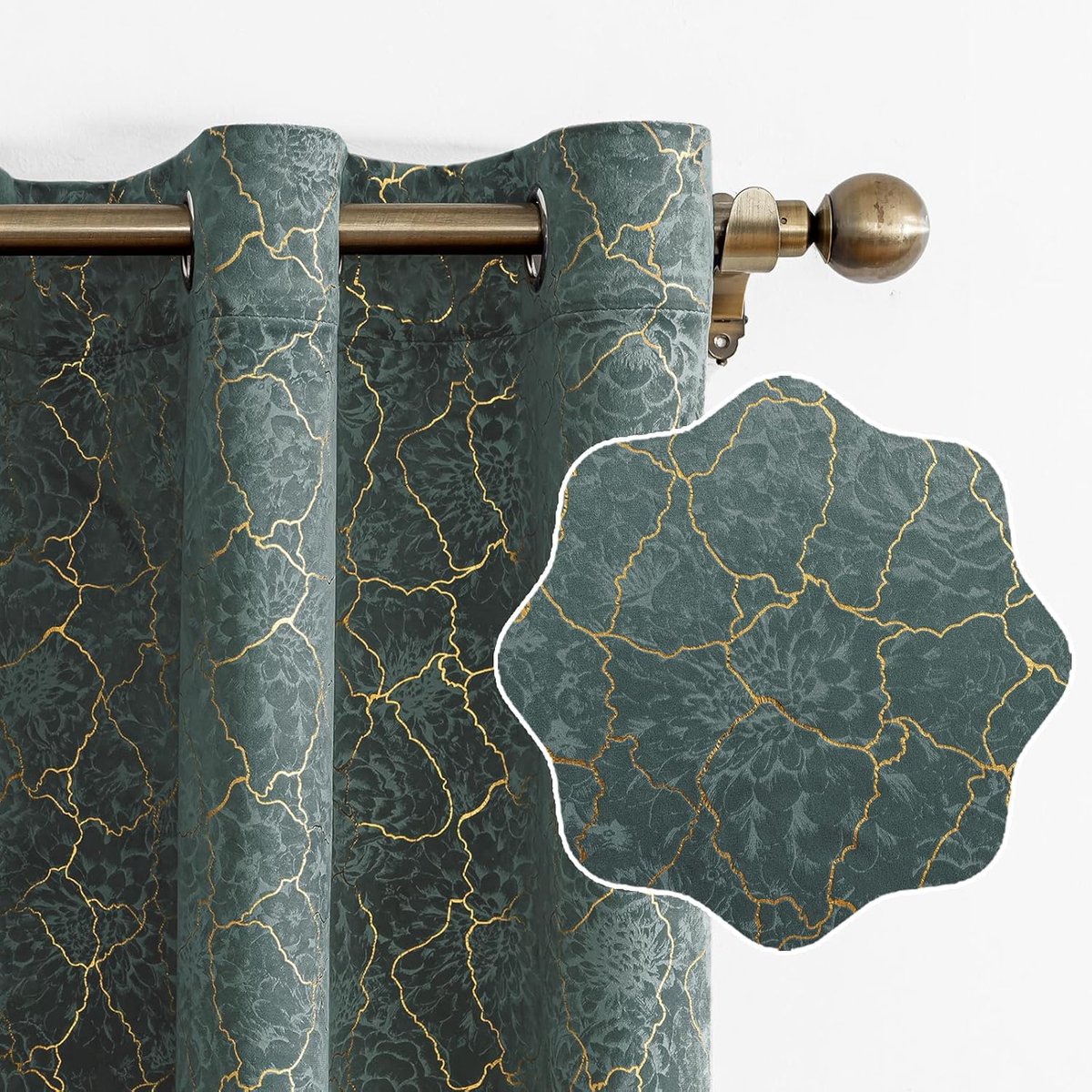 Set Van 2 Thermische Verduisterende Gordijnen, 140x245cm, Fluweel Warmte-Isolerende Gordijnen, Geschikt Voor Woonkamer Slaapkamer, Modern Design Met Oogjes, Donkergroen