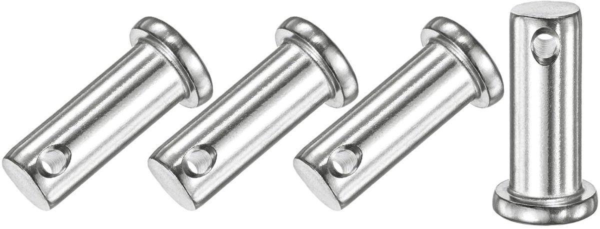 METERXITY Set van 4 vorkpennen met één gat, M10 x 25 mm, platte kop klemmen van roestvrij staal 304 / bootaccessoires, verbindingsscharnier