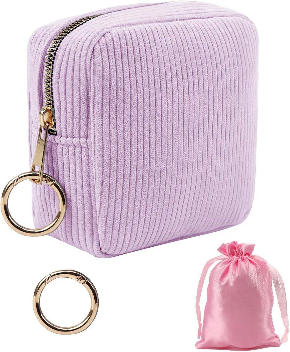 opslag, bindmiddel opslag, ritssluiting, kleine tas voor hygiëneartikelen, eerste menstruatie, meisjes, noodtas, school, draagbare menstruatietas, geschenken voor meisjes en vrouwen, lila, 12 x