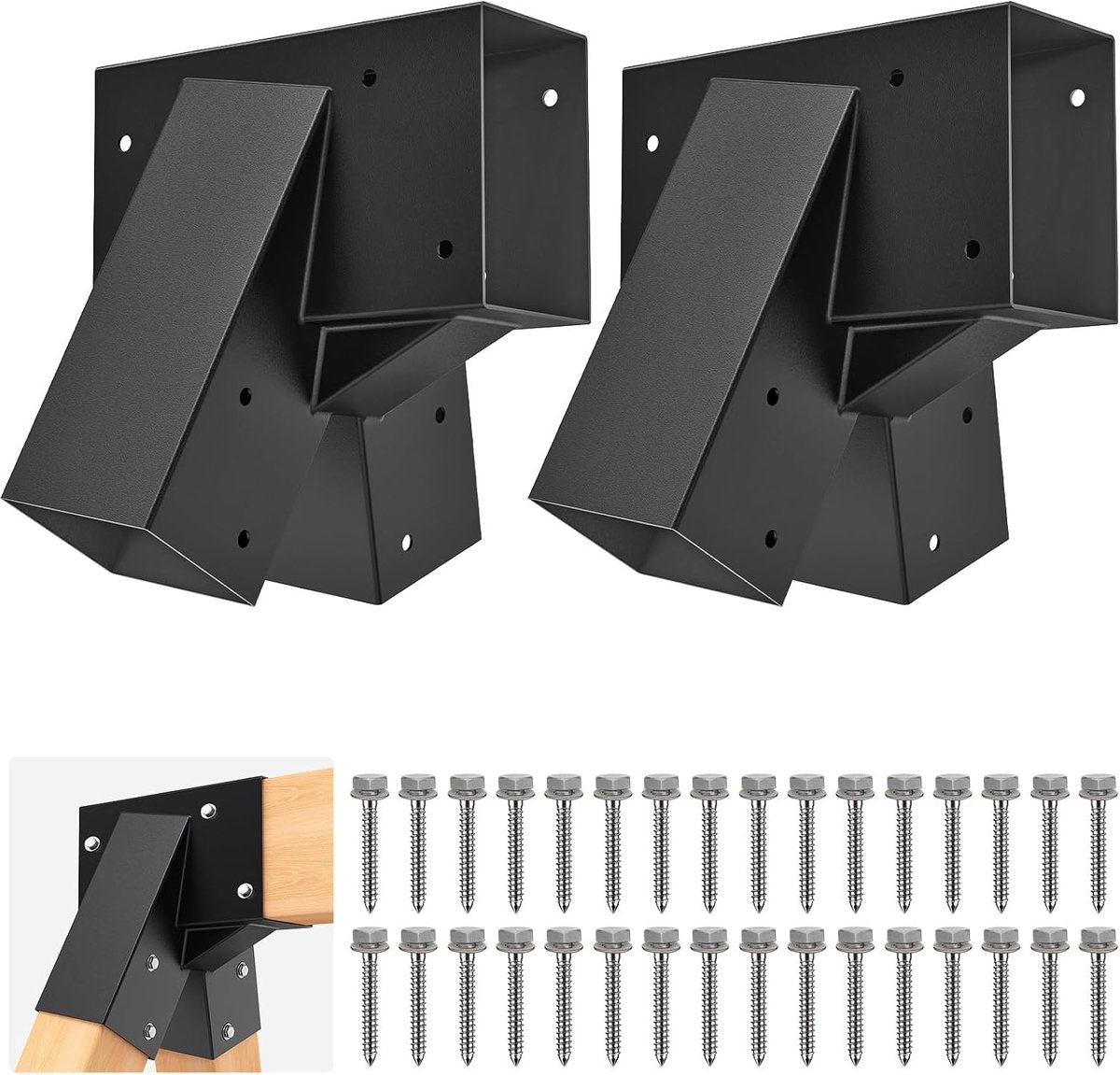 Heavy-Duty Swing Set Beugels - A-Frame Swing Set Hardware Kit met Montagemateriaal, Past op 4 (4x4) poten en 1 (4x6) balk - DIY eindbeugels voor achtertuin schommels