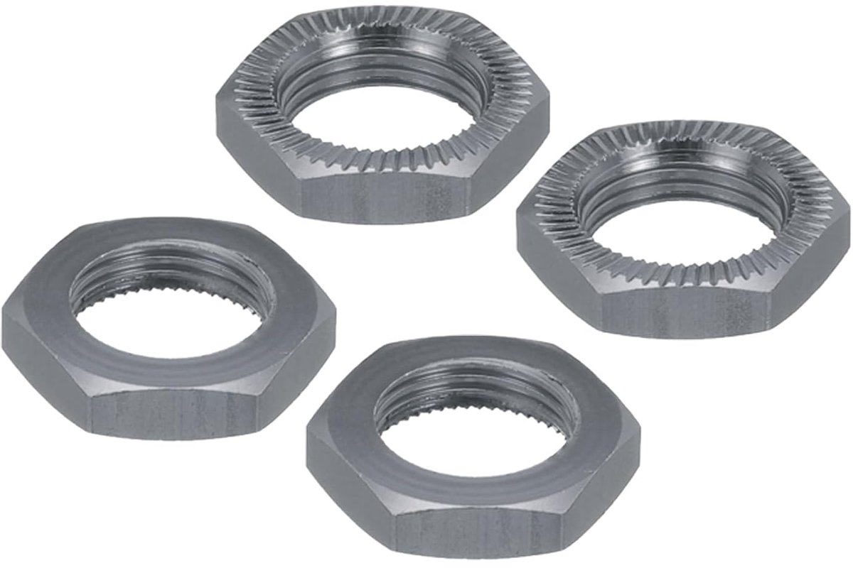 Aluminium 17 mm RC wielmoer schroefdraad M12 x 1,0 mm zeskant wielmoeren RC wielmoer voor 1/8 RC modelauto vrachtwagen terreinwagen upgrade onderdelen verpakking van 4 (lichtgrijs)