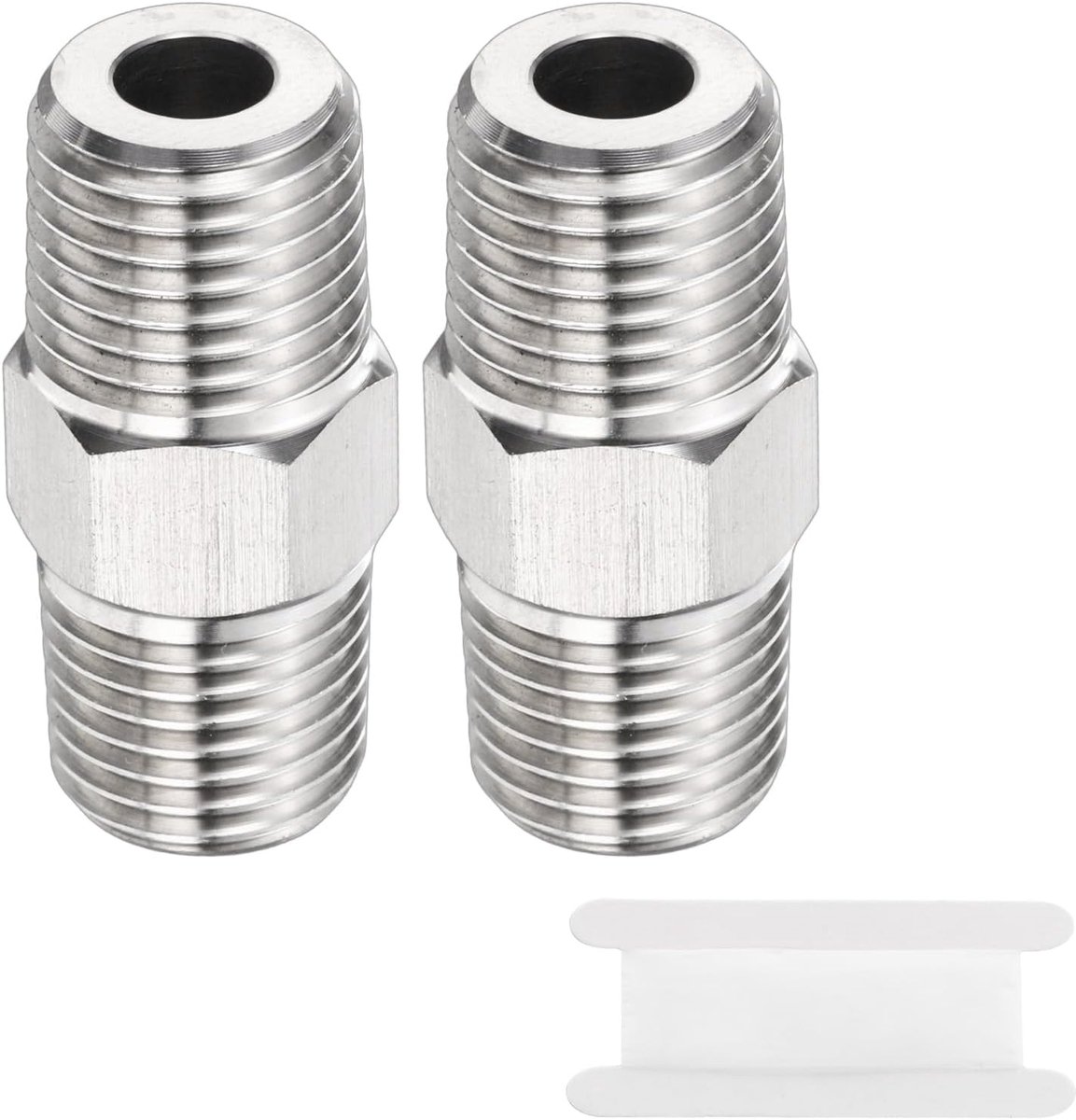 2 stuks 304 roestvrij stalen zeskantnippel 1/4" NPT mannelijk x 1/4" NPT mannelijke rechte schroefdraad buisfitting verlengbuisconnector adapter voor water olie gas leidingen