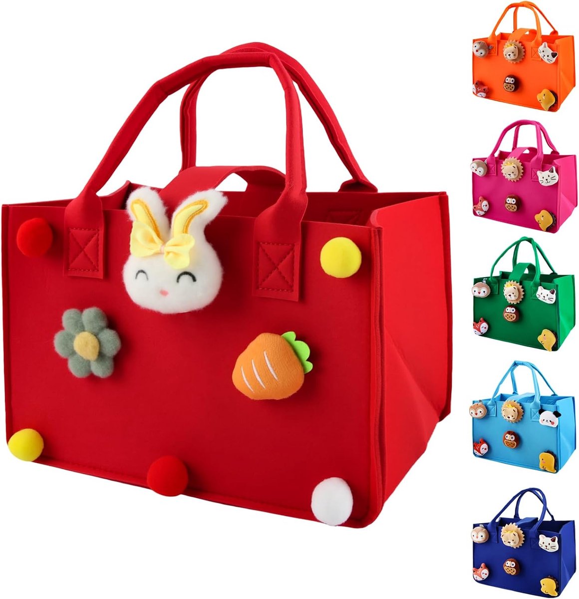 Boodschappenmand voor kinderen, 30 x 20 x 18 cm, kleine vilten tas met handvat, kindermandtas, speelgoedtas, als cadeauzakje voor de vakantie