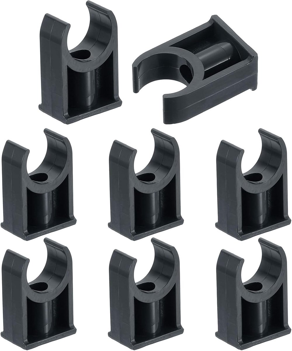 8 stuks waterbuisklemmen van pvc, U-vormige gespen, houder voor irrigatiebuizen met 20 mm buitendiameter voor tablets, tv-buizen, zwart