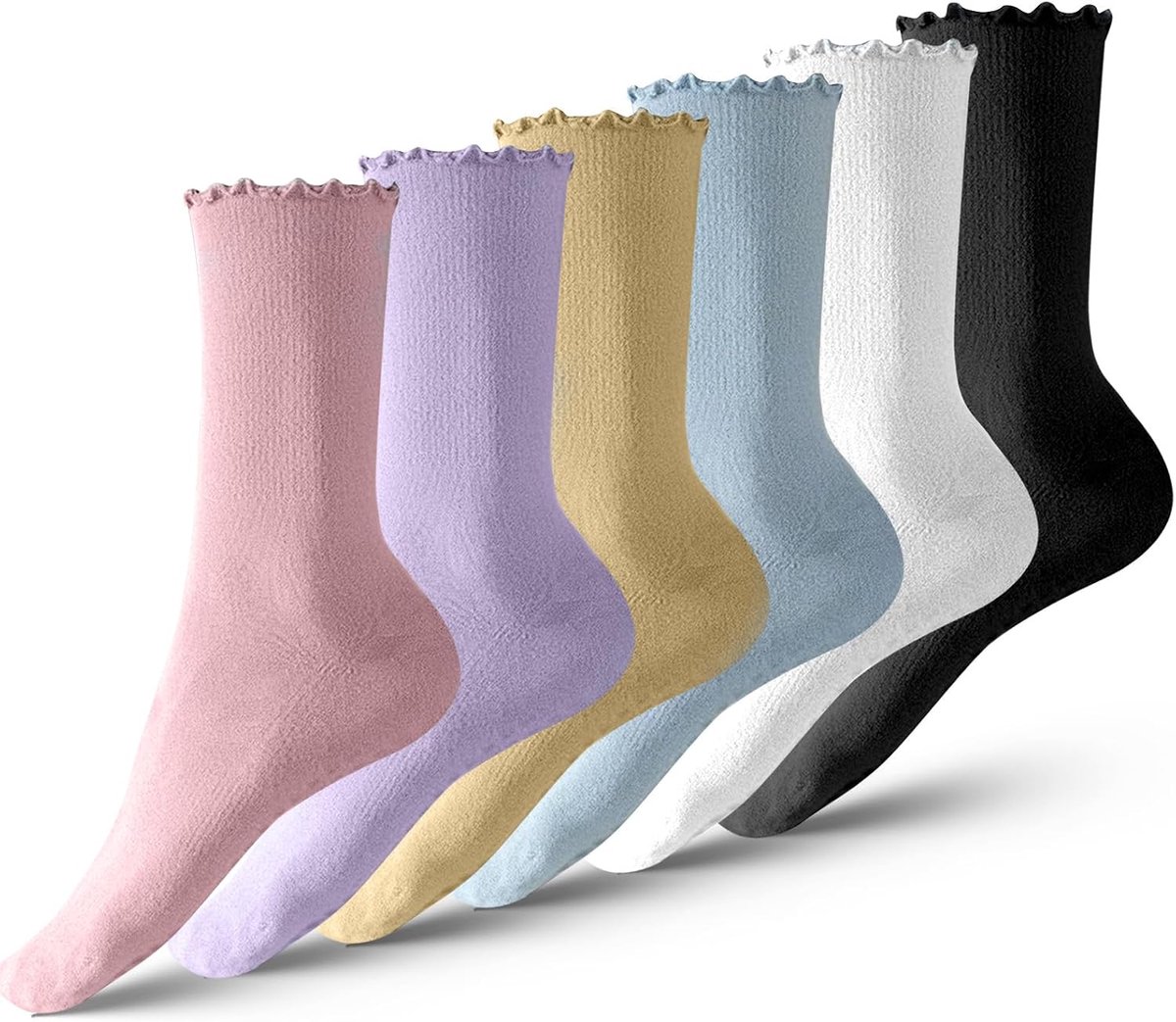 Sokken voor dames, 6 paar yogasokken, manchetten, antislip, pilatessokken voor dames, voor pilates, barre, ballet, dans, trampoline, 35-40, cadeaus voor vrouwen