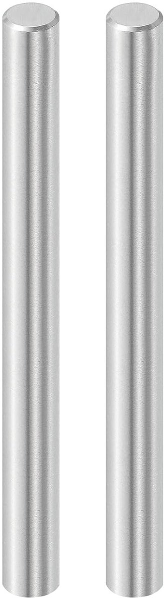 2 houten pennen, 10 mm x 100 mm, zilverkleurig | cilinder, stangbevestigingselementen, metalen pennen, roestvrij staal 316L, plankhouder