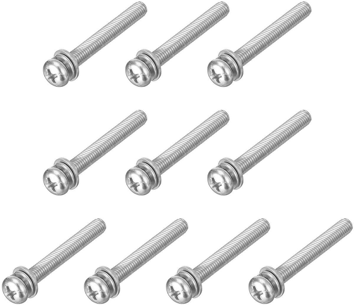 M5 x 40 mm 304 roestvrij staal Phillips Pan Head machineschroeven bouten gecombineerd met veerring en sluitringen 10 stuks