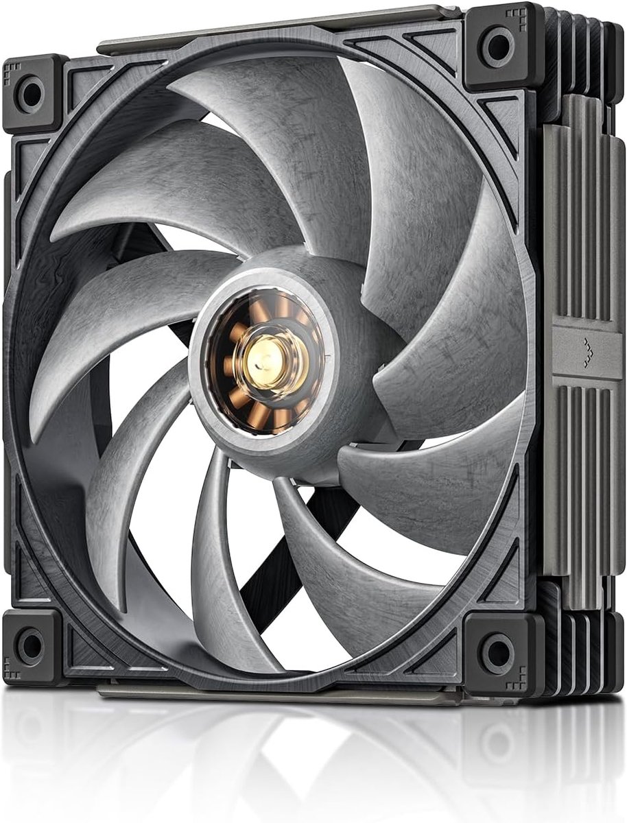 MACH120 PC Case Fan, 120mm PWM Stil Koelventilator, 30mm Dik, 500-3000 RPM, LCP & 40% Glasvezel, Hybride Hydraulisch Lager, FOC Motor, Dynamische Balans Correctie, 6 Jaar Garantie, Zwart-Grijs