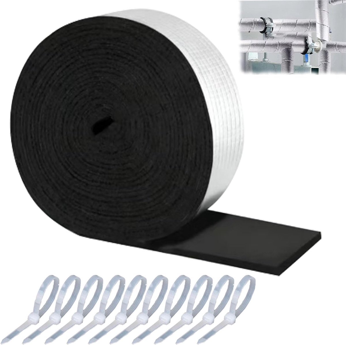 Buisisolatie om op te wikkelen, 1 stuk, isolatie verwarmingsbuizen, wikkeling, isolatietape met schuimrubber, buiswikkeling voor buisisolatie en weerbestendige