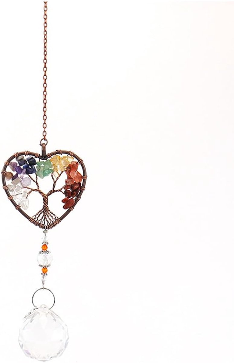Kristallen Suncatchers Levensboom Hartvormige Zon Catcher Kristallen Bal Prisma Suncatcher Craft Glas Raam Opknoping Ornament met Regenboog Maker Hanger voor Vrouwen Volwassenen Tuin 14