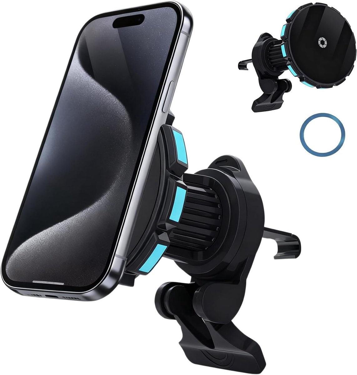 Autohouder met oplaadfunctie, mobiele telefoonhouder, autolader, draadloze telefoonhouder voor op het dashboard, 360° rotatie, inductief opladen voor iPhone 16/15