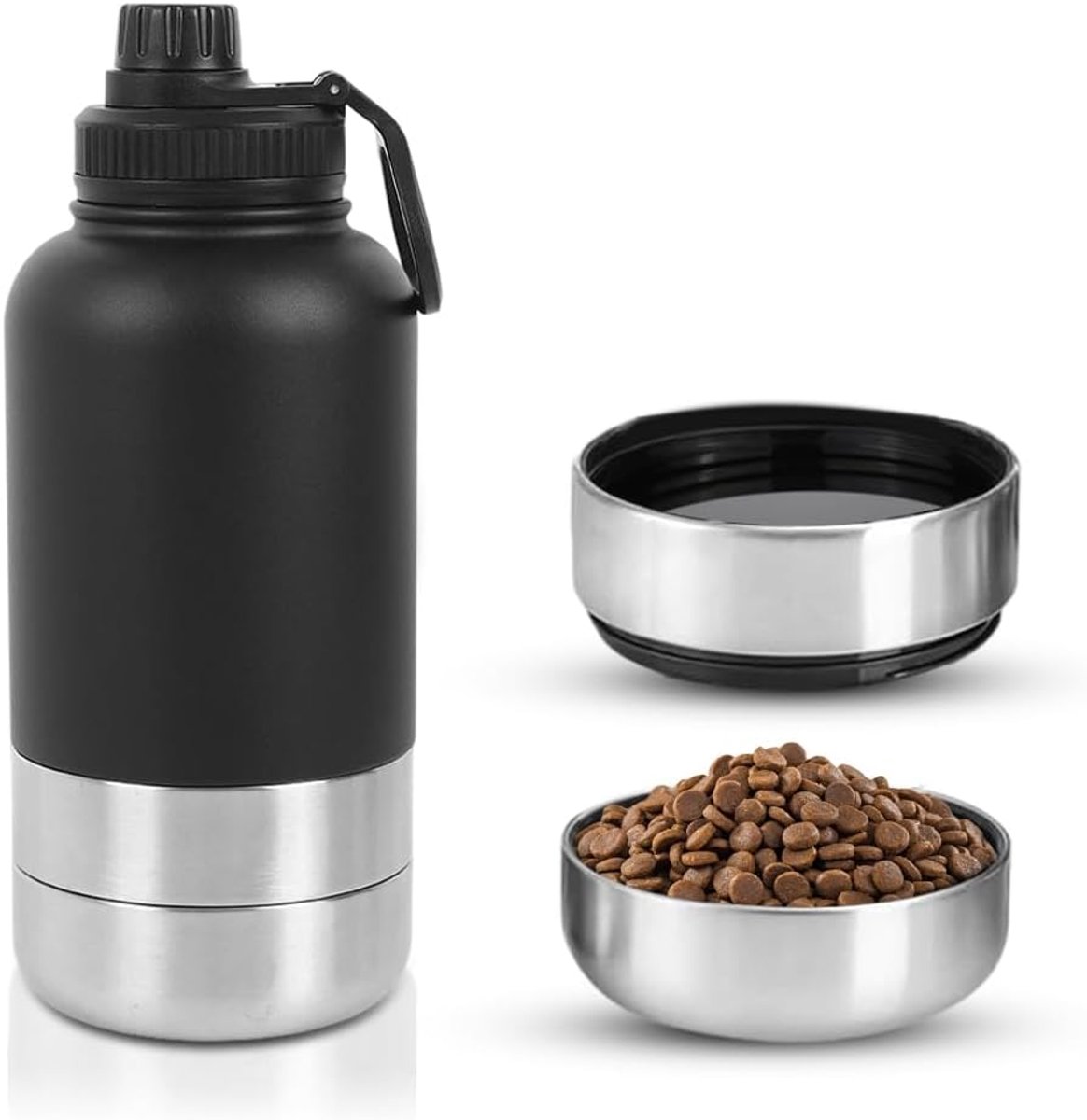 Hondendrinkfles voor onderweg, 950 ml, 4-in-1 hondendrinkfles met waterfles en bak, geïsoleerd, roestvrij staal, BPA-vrij, hondenaccessoires voor reizen, wandelen, wandelen