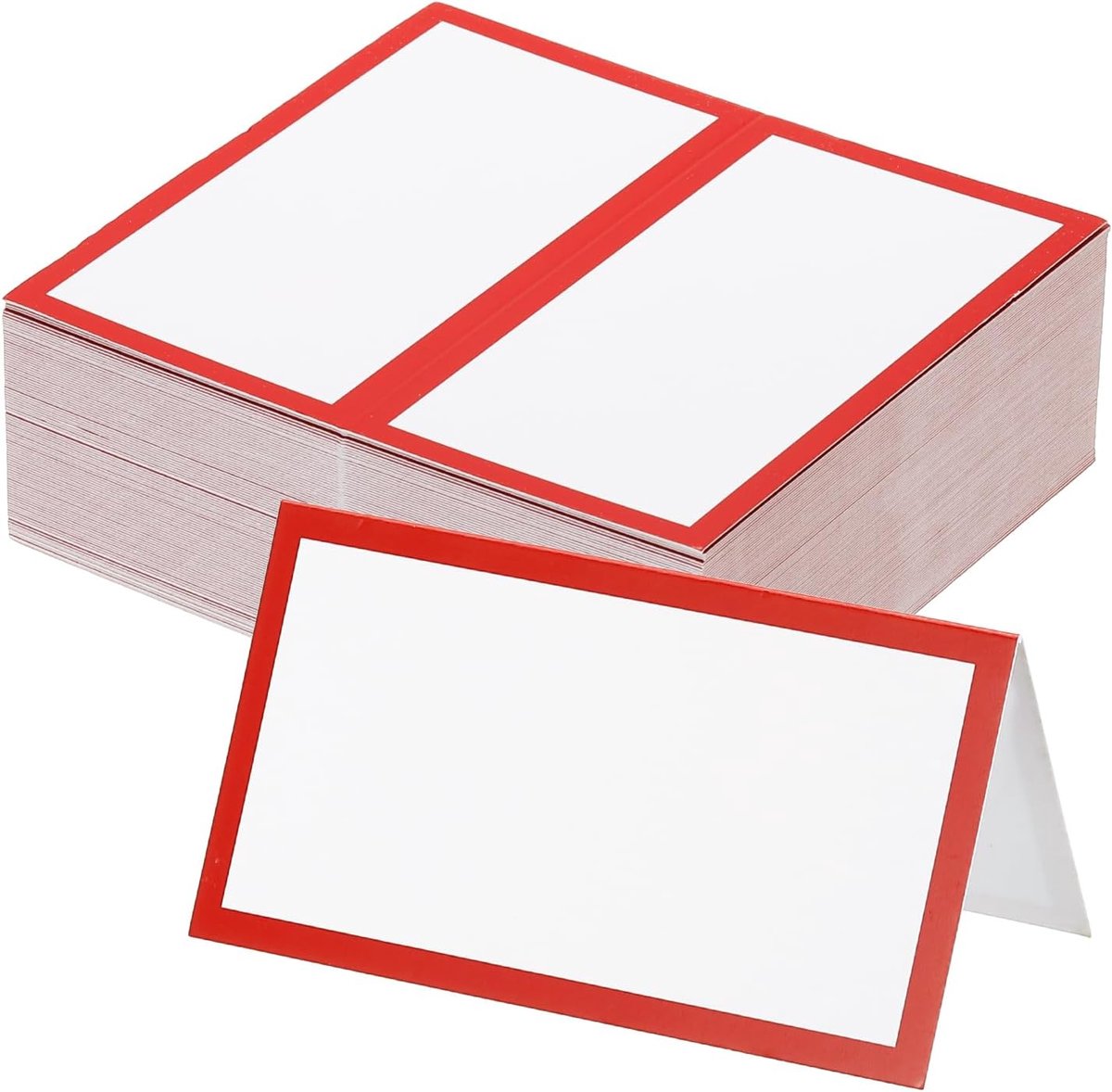 100 stuks tafelplaatskaarten, 7 x 5 cm blanco naamplaatskaarten voor tafelinstelling bruiloft receptie buffet, rood