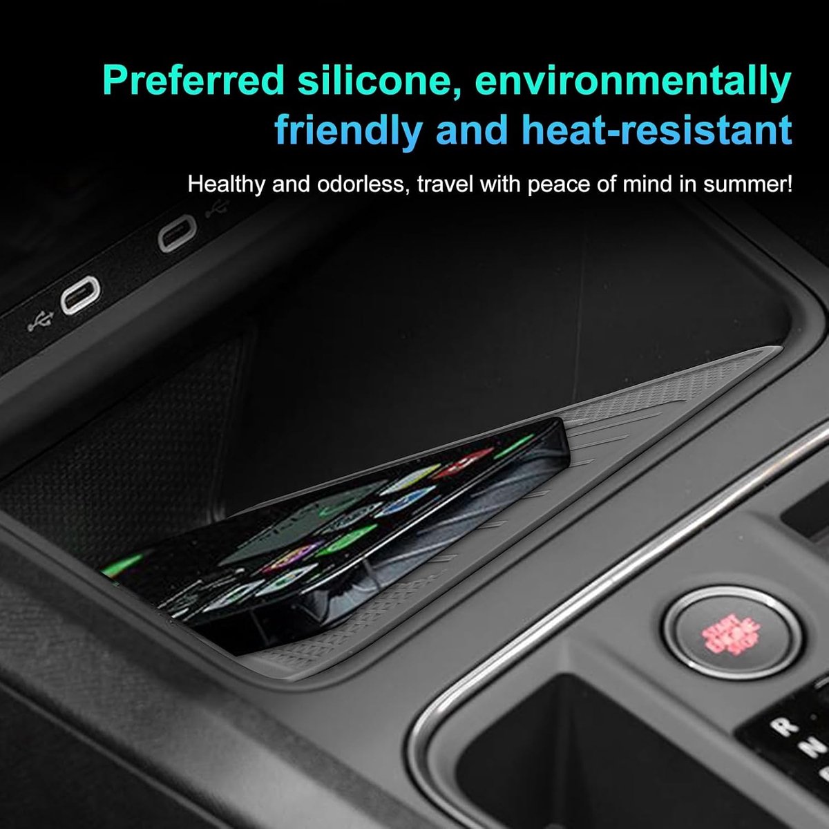 Seat Formentor Cupra Leon New Energy 2020-2024 middenconsole auto antislip mat voor draadloos opladen draadloze laadmat smartphone rek antislip