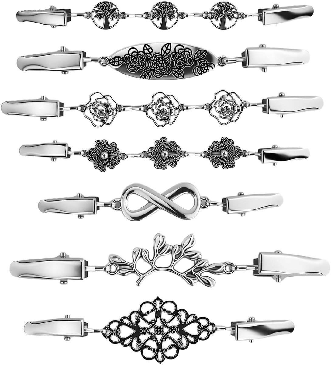 7 stuks vintage cardiganclips, modieuze cardiganclips, ketting creatieve sjaal clip, voor sjaal, trui, jurk, kraag, mantel, casual gelegenheden