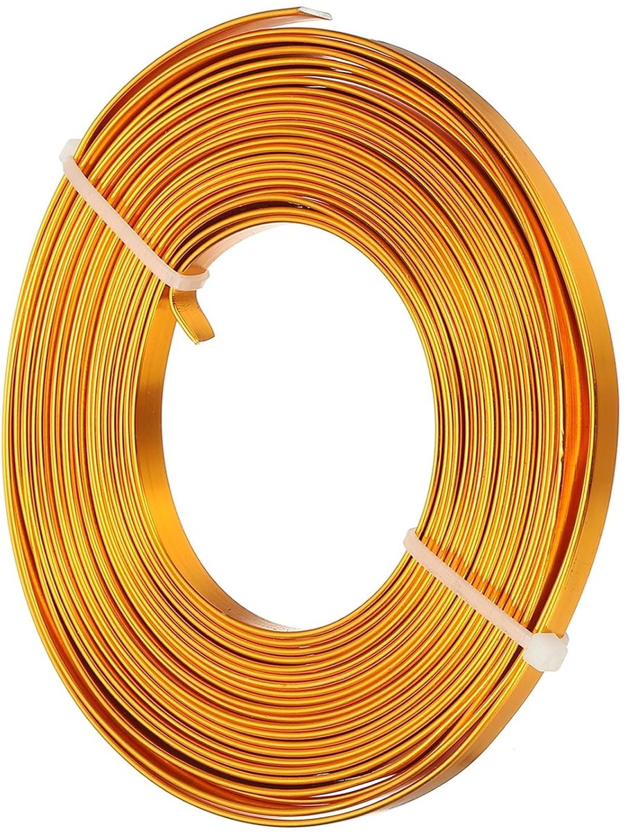 Draad 18 gauge, 5 m lengte 5 mm breedte metaaldraad voor bloemen bonsai DIY frame sculptuur rand edelstenen, goudgeel