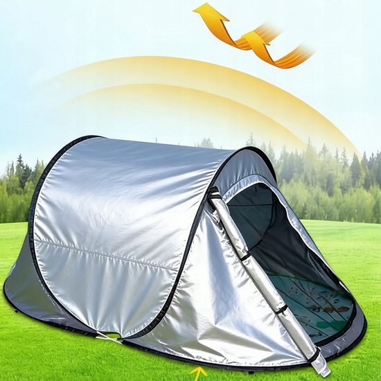 Pop Up Tent - Campingtent - 1-2 Personen - Automatisch - 218x100x95 cm - Waterdicht & UV Bestendig - Lichtgewicht - Voor Kamperen en Strand - Snel — afbeelding 3