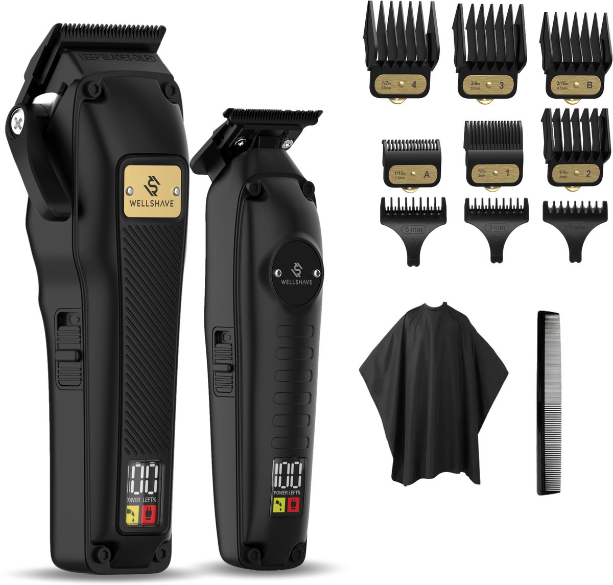 Wellshave Barber Pack 1.0 - Tondeuse mannen - Barber Set - Kappers set - Tondeuse voor Hoofdhaar & Baard - Incl. 9 opzetstukken - Trimmer - Haartrimmer Mannen - Hair Clipper - Kappers Tondeuse Professionele - Tondeuse set