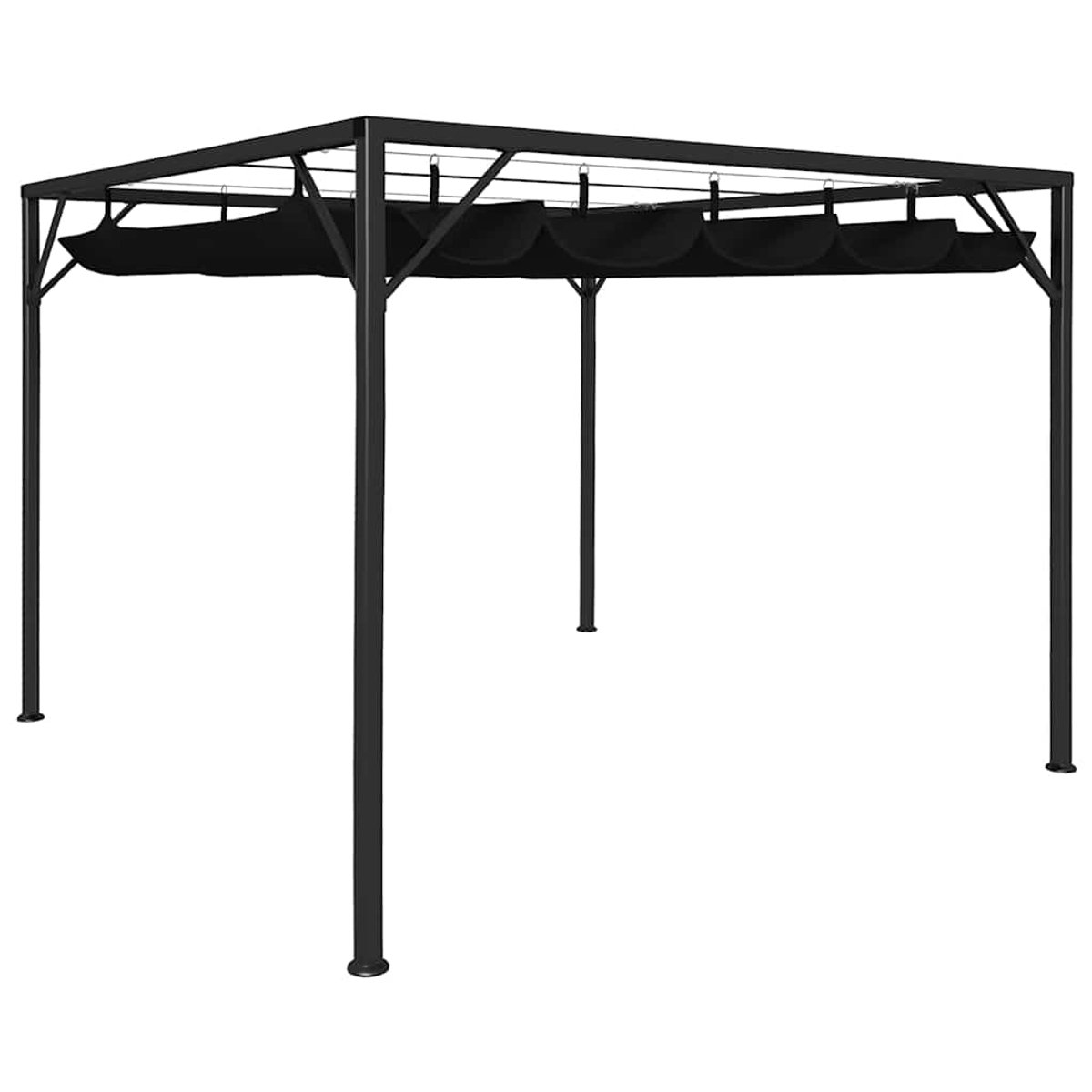 Pergola - 3 x 3 m - Prieel - Paviljoen - Terras - Weerbestendig - Metalen Frame - Met zonwering - Antraciet